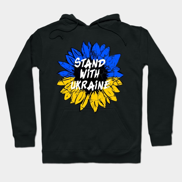 Stand with Ukraine Sunflower Ukrainian Flag Colors Hoodie by Bezra